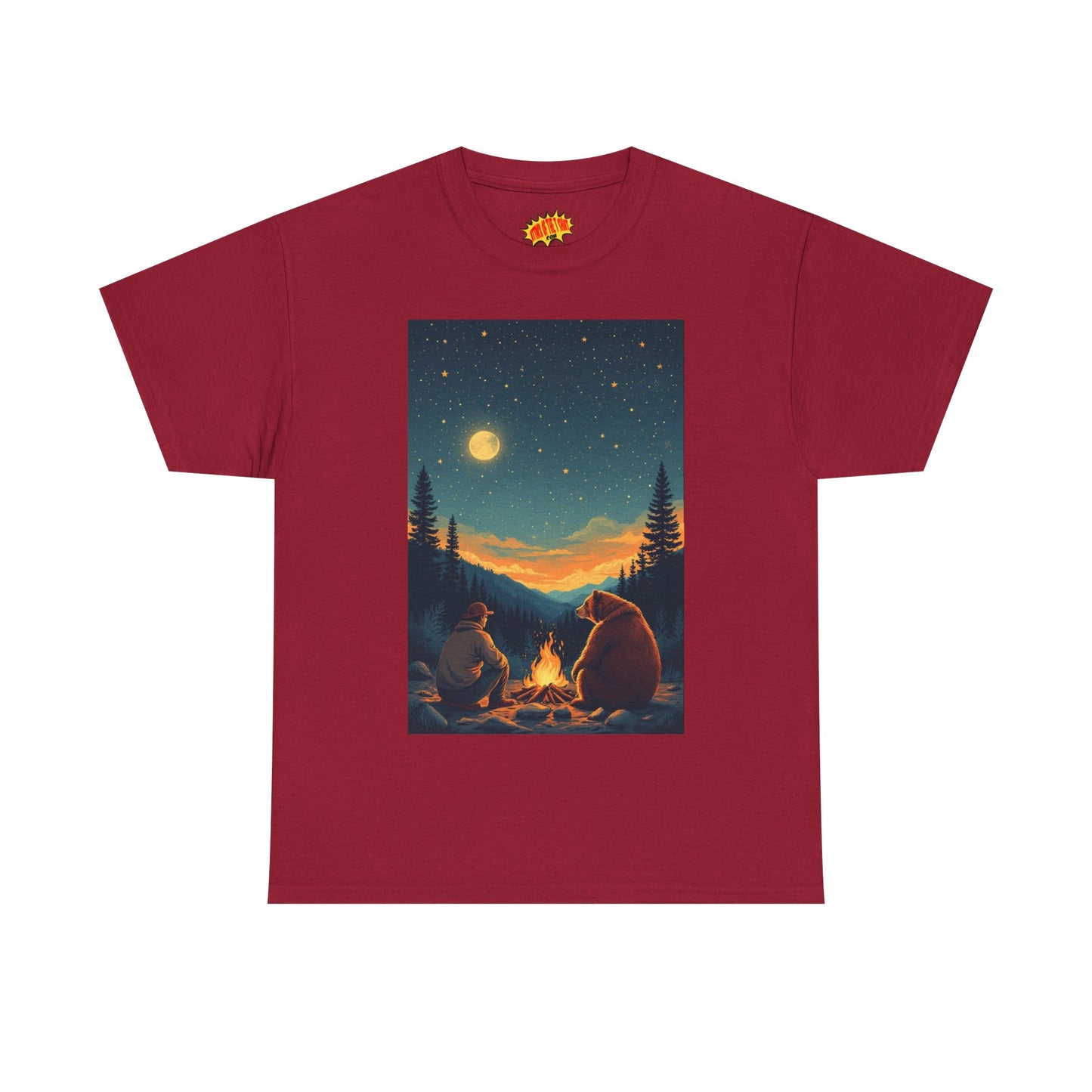 Mountain Man w/ Brown Bear Campfire Scene T-Shirt *Multiple Colors*