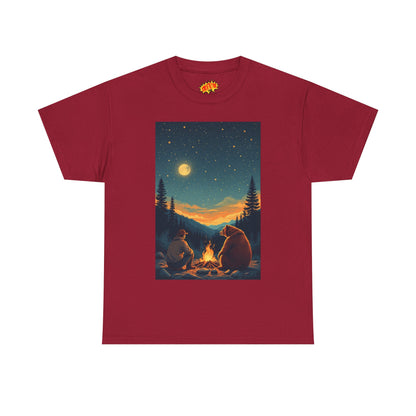 Mountain Man w/ Brown Bear Campfire Scene T-Shirt