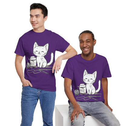 White Cat w/Takeout Yarn Art Tee Shirt