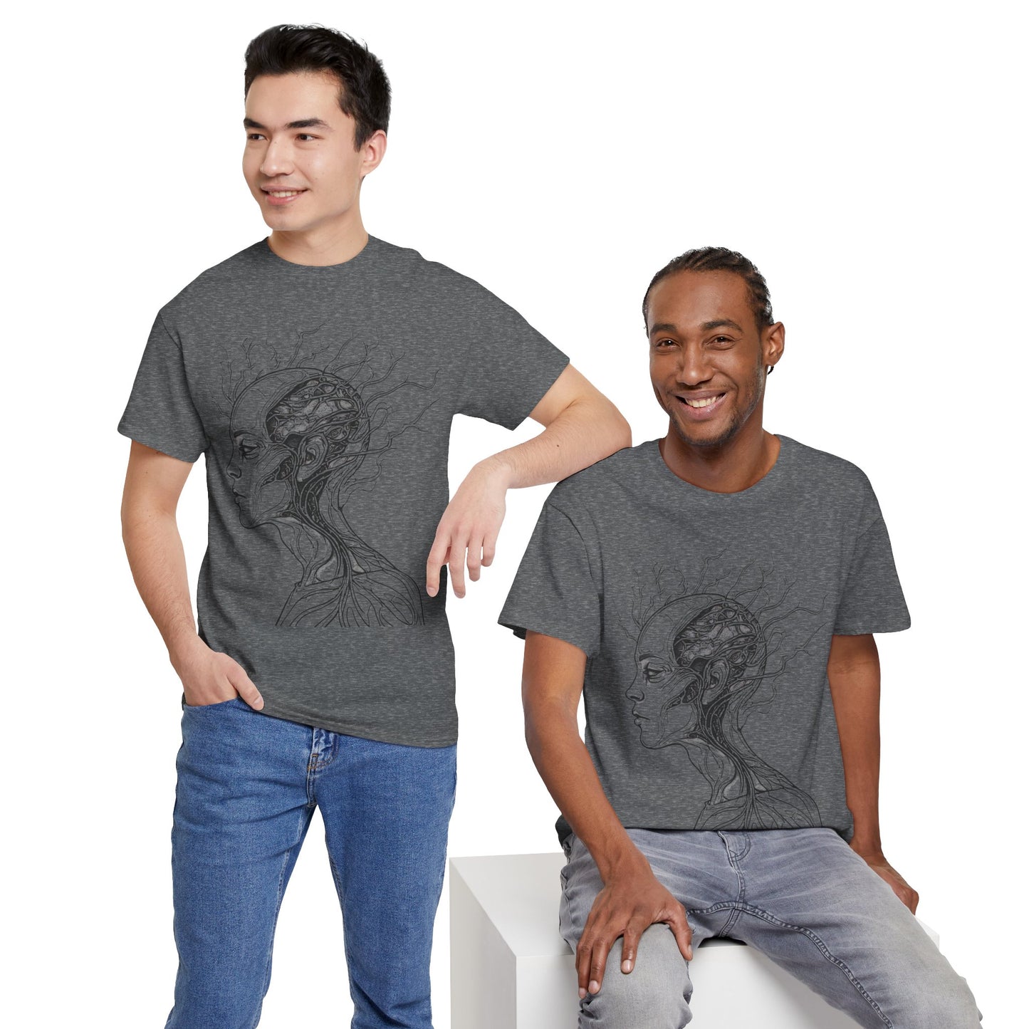 Anatomy Line Drawing Face Graphic Art Tee Shirt *Multiple Colors*