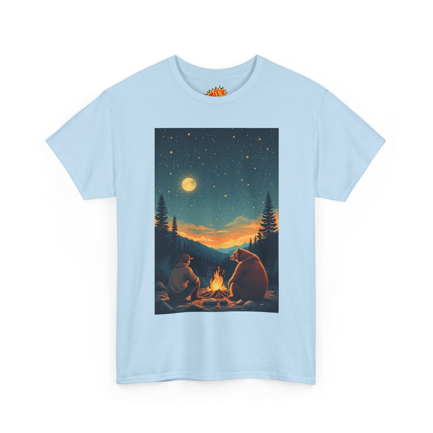 Mountain Man w/ Brown Bear Campfire Scene T-Shirt *Multiple Colors*