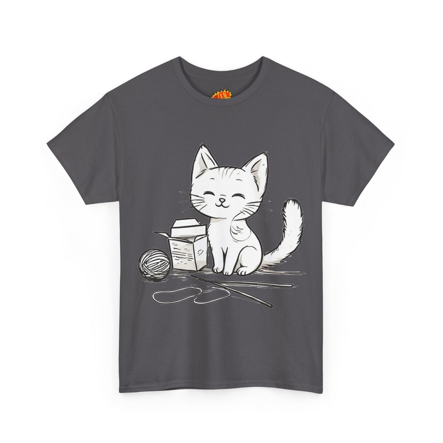 White Cat w/Takeout Yarn Art Tee Shirt *Multiple Colors*