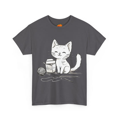 White Cat w/Takeout Yarn Art Tee Shirt