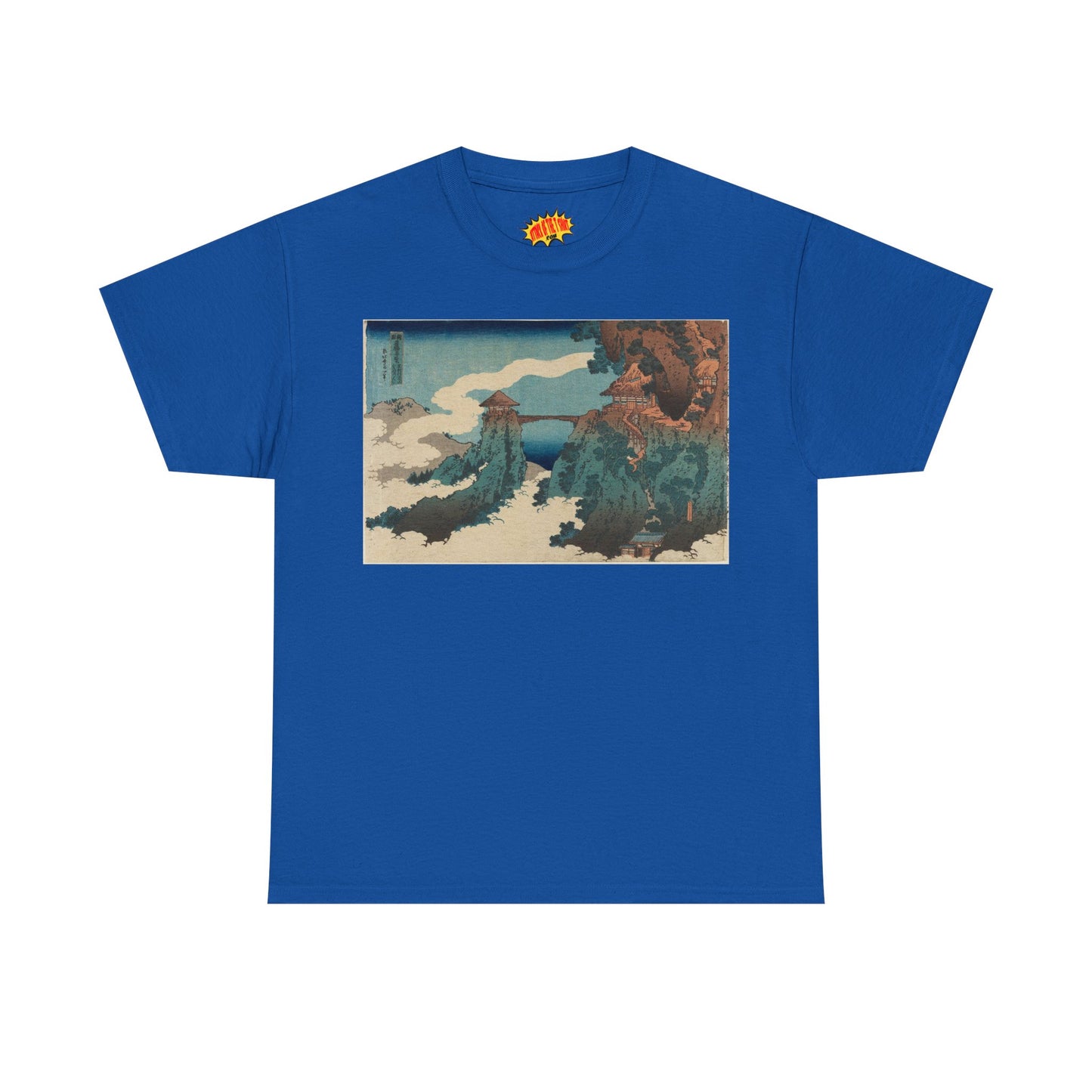 The Hanging-cloud Bridge by Katushika Hokusai - Heavy Cotton Tee *Dark Colors*