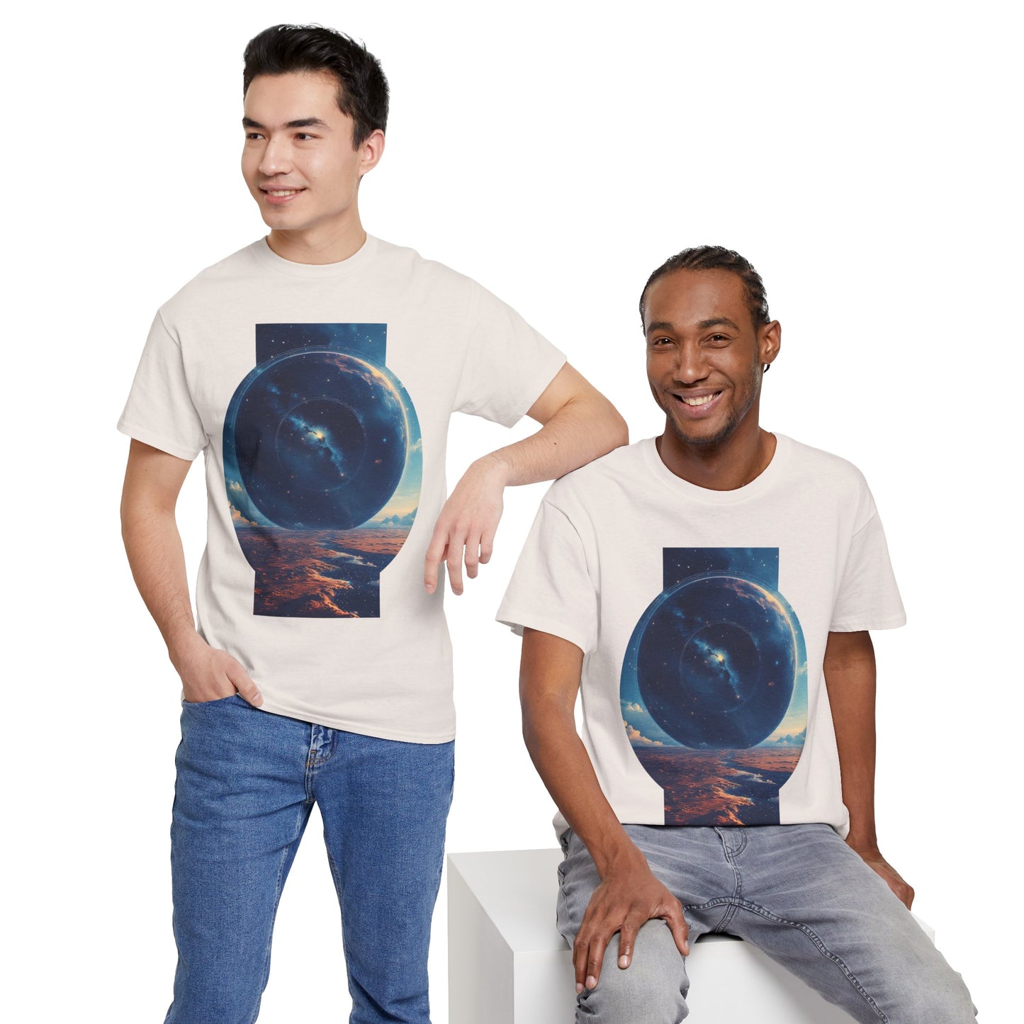 Round Galaxy Space Graphic Art Tee Shirt *Multiple Colors*