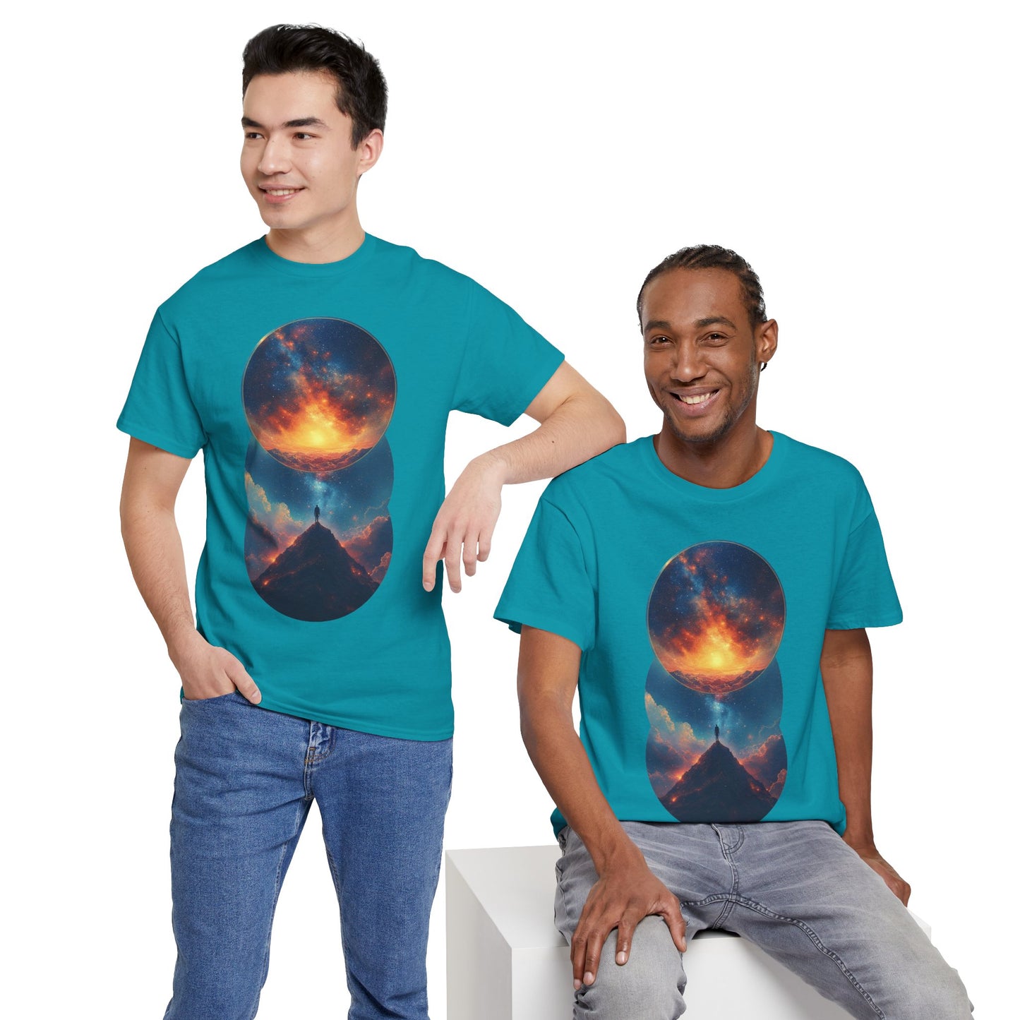 Round Cosmic Galaxy Graphic Art Tee Shirt *Multiple Colors*