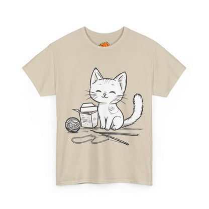 White Cat w/Takeout Yarn Art Tee Shirt