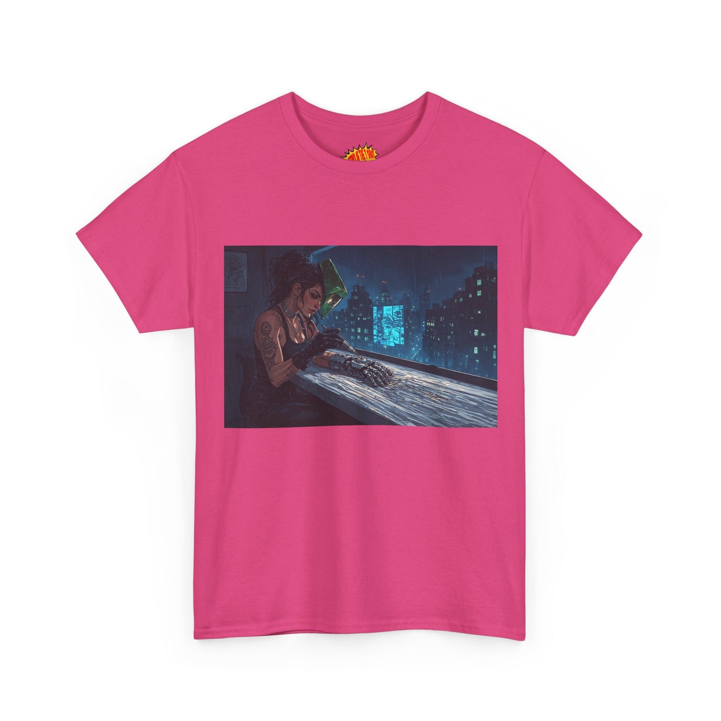 Cyberpunk Women w/Cybernetic Hand Scene T-Shirt *Multiple Colors*