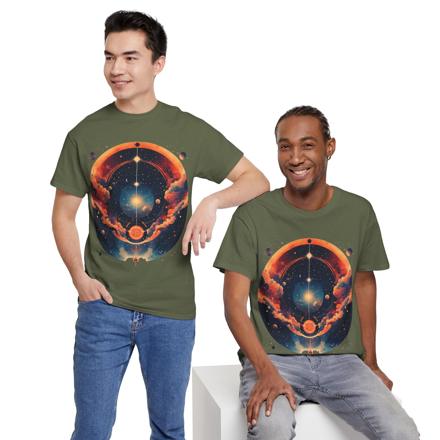 Round Galaxy Graphic Tee Shirt *Multiple Colors*