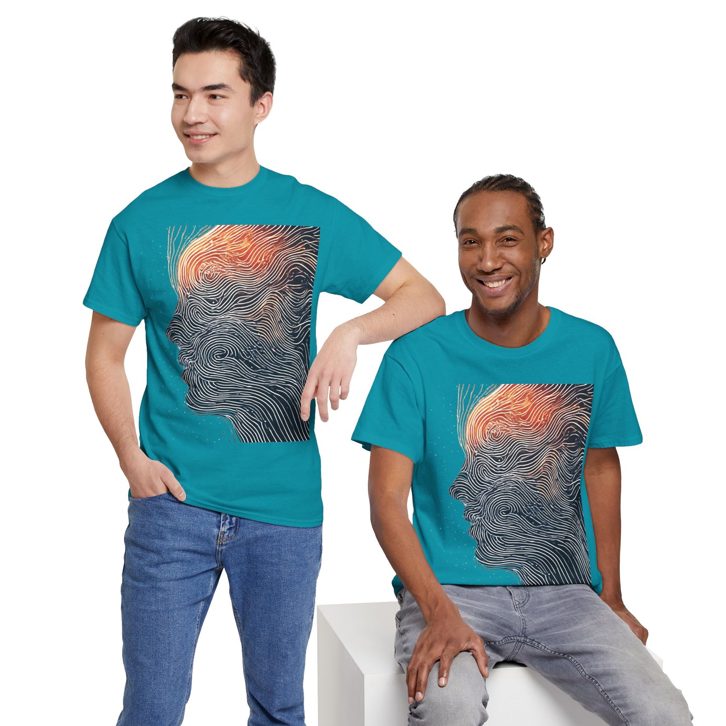Line Drawing Face Graphic Art Tee Shirt *Multiple Colors*