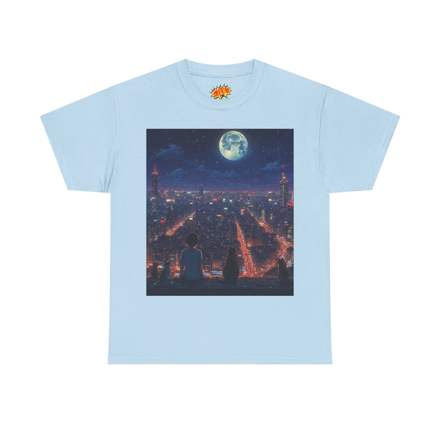 Anime City Neon Night Scene w/Cats T-Shirt *Multiple Colors*