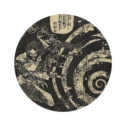 Destruction by Hokusai Print Area Rug - 60in Diameter Round Rug