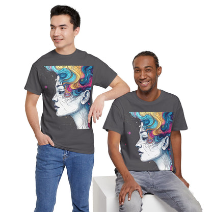 Face w/Color Hair Graphic Art Tee Shirt