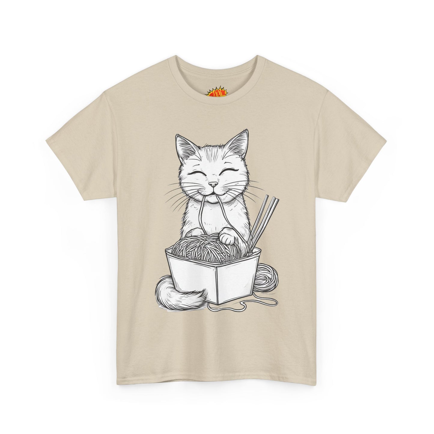 Cat w/Noodles Drawing Art Tee Shirt *Multiple Colors*