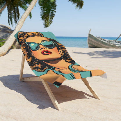 Retro Glamour Pop Art Beach Towel | Vintage Style Graphic Art Towel 2 Sizes
