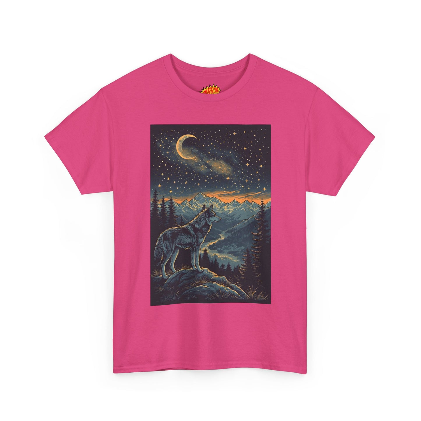 Mountain Wolf Sliver Moon Scene T-Shirt *Multiple Colors*