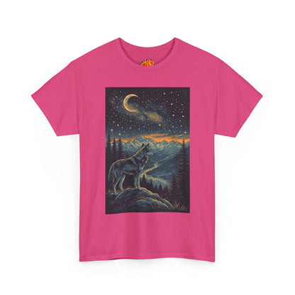 Mountain Wolf Sliver Moon Scene T-Shirt