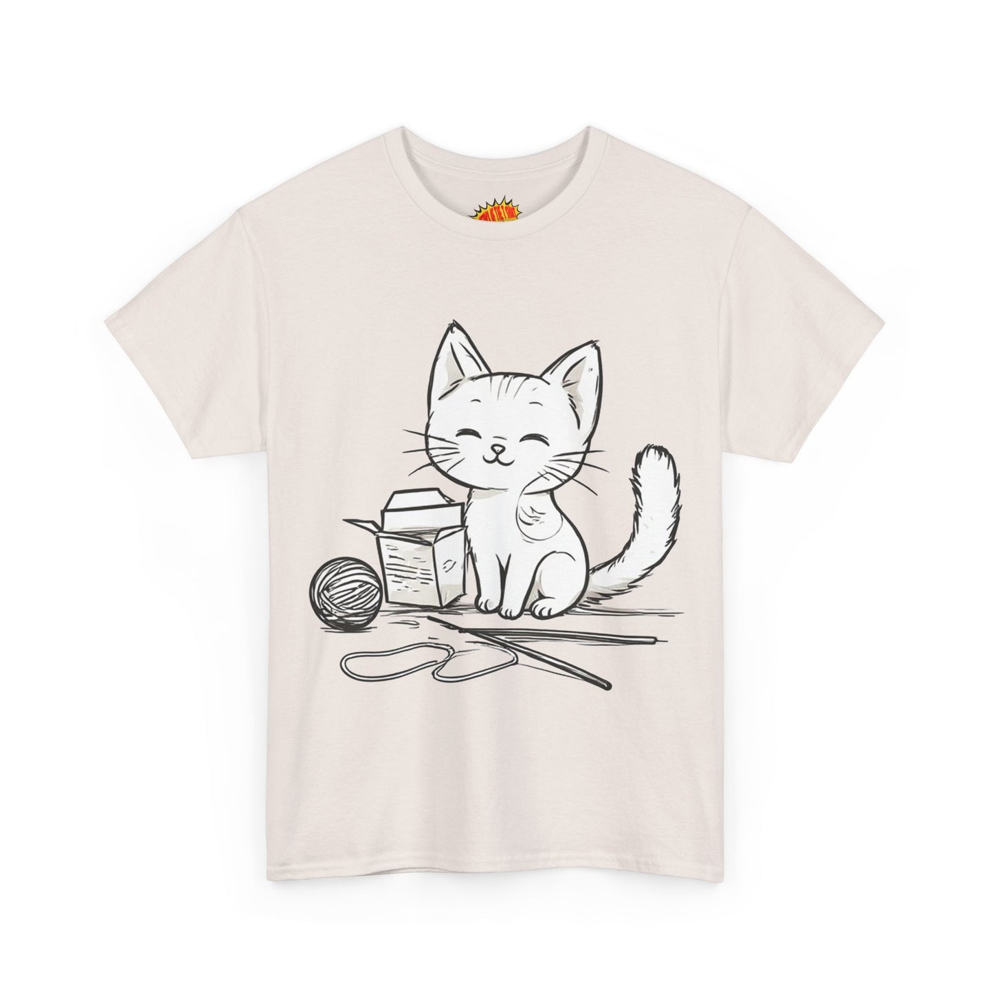 White Cat w/Takeout Yarn Art Tee Shirt *Multiple Colors*