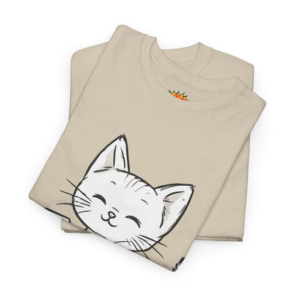 White Cat w/Takeout Yarn Art Tee Shirt