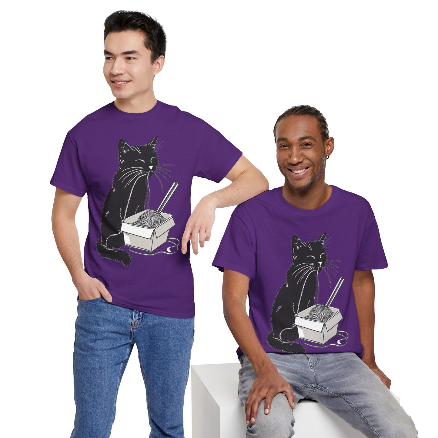 Black Cat w/Noodles Drawing Art Tee Shirt *Multiple Colors*