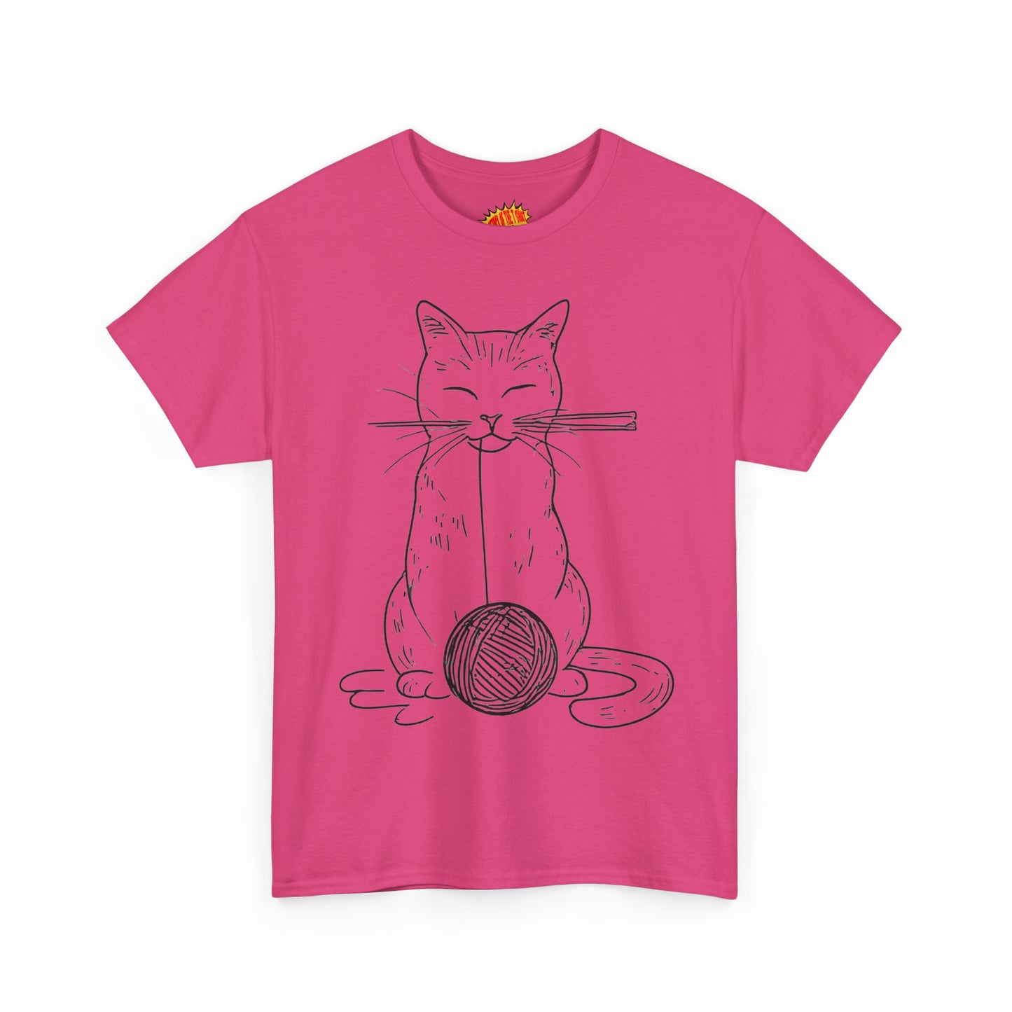 Cat w/Yarn Ball Line Art Drawing Tee Shirt *Multiple Colors*