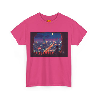 Anime Neon Cityscape Scene w/Cats T-Shirt