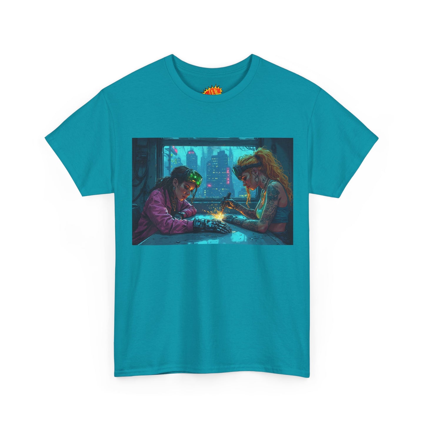 Cyberpunk Ladies Welding Scene T-Shirt *Multiple Colors*