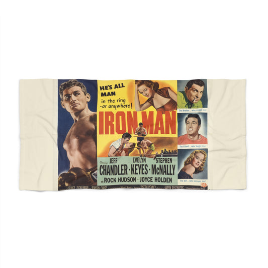 Vintage 'Iron Man' Movie Poster Beach Towel | Retro Film Artwork