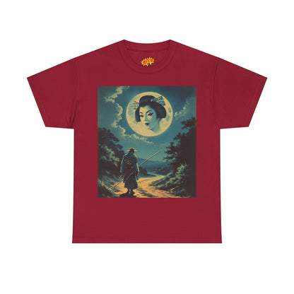 Travelling Samurai w/Full Moon Geisha Woman T-Shirt