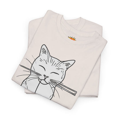 White Cat w/Yarn Ball Art Drawing Tee Shirt