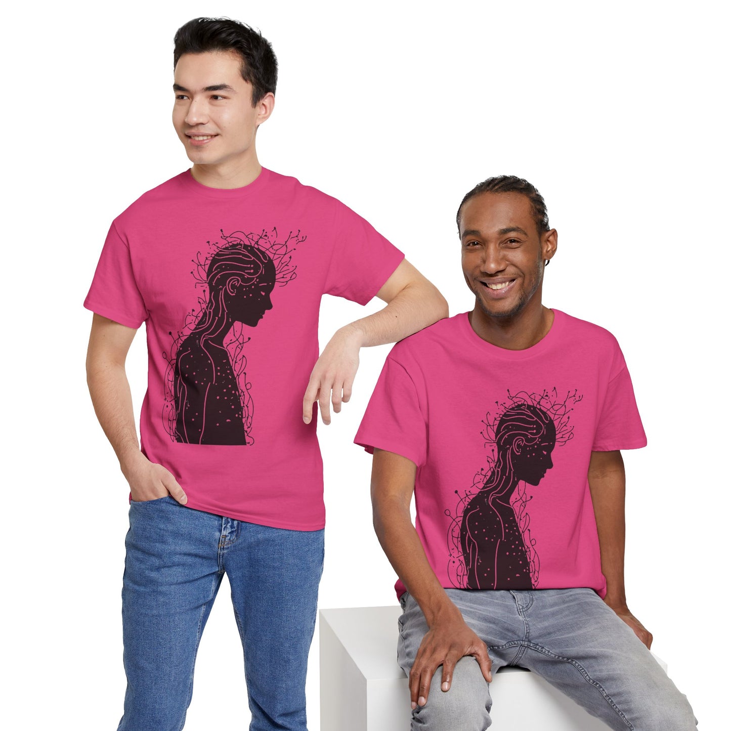 Human Silhouette Line Drawing Graphic Art Tee Shirt *Multiple Colors*