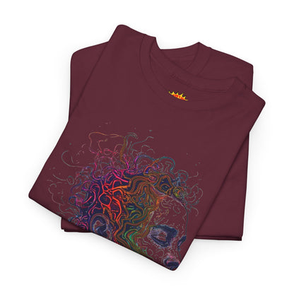 Multicolor Line Drawing Human Graphic Art Tee Shirt
