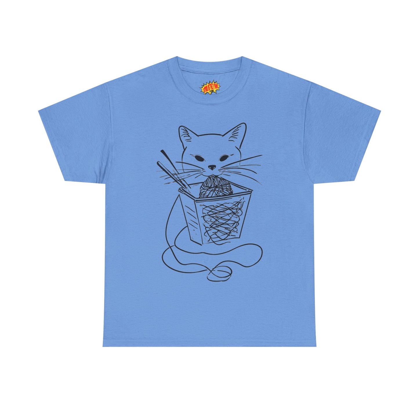 Cat w/Noodles Line Art Drawing Tee Shirt *Multiple Colors*