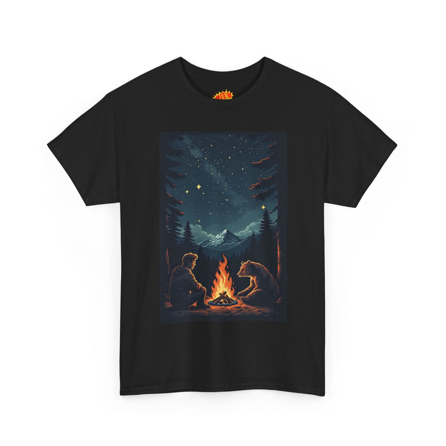 Mountain Man w/Bear Campfire Scene T-Shirt *Multiple Colors*