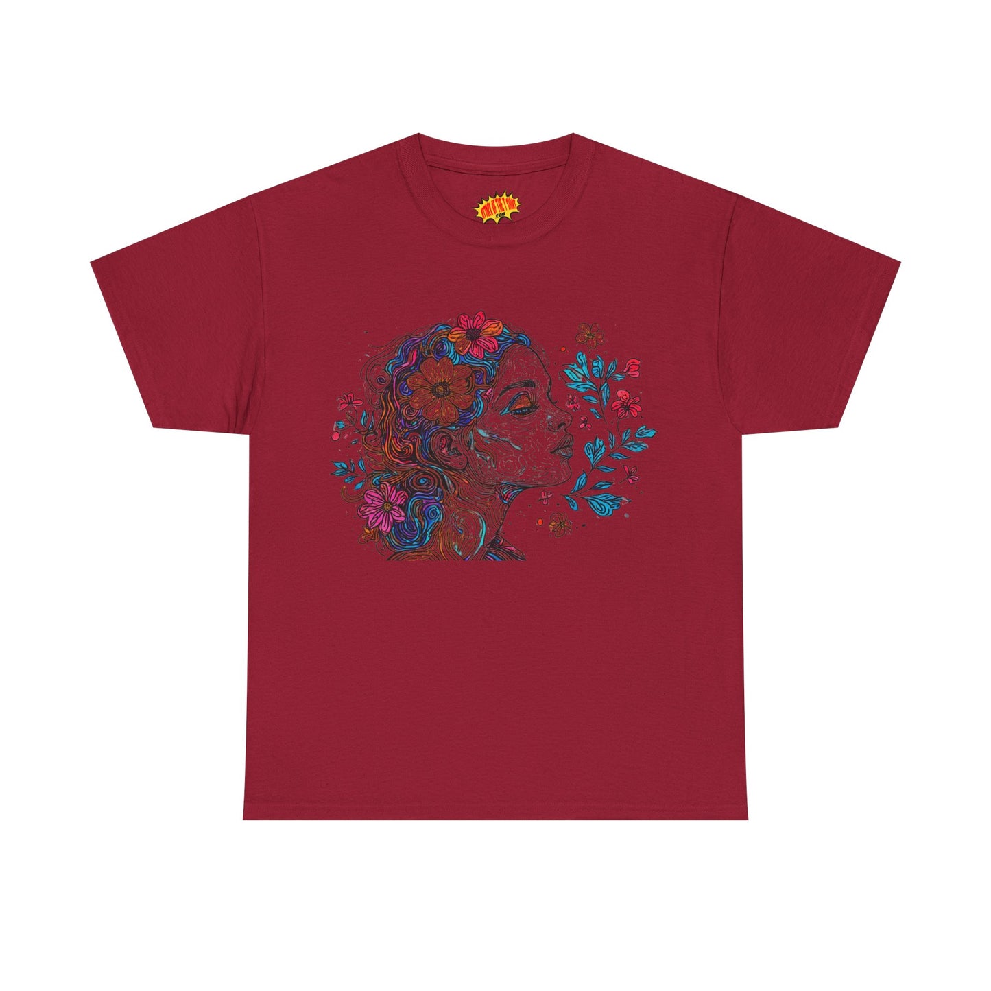 Multicolor Line Drawing Human Graphic Flower Art Tee Shirt *Multiple Colors*
