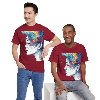Face w/Color Hair Graphic Art Tee Shirt