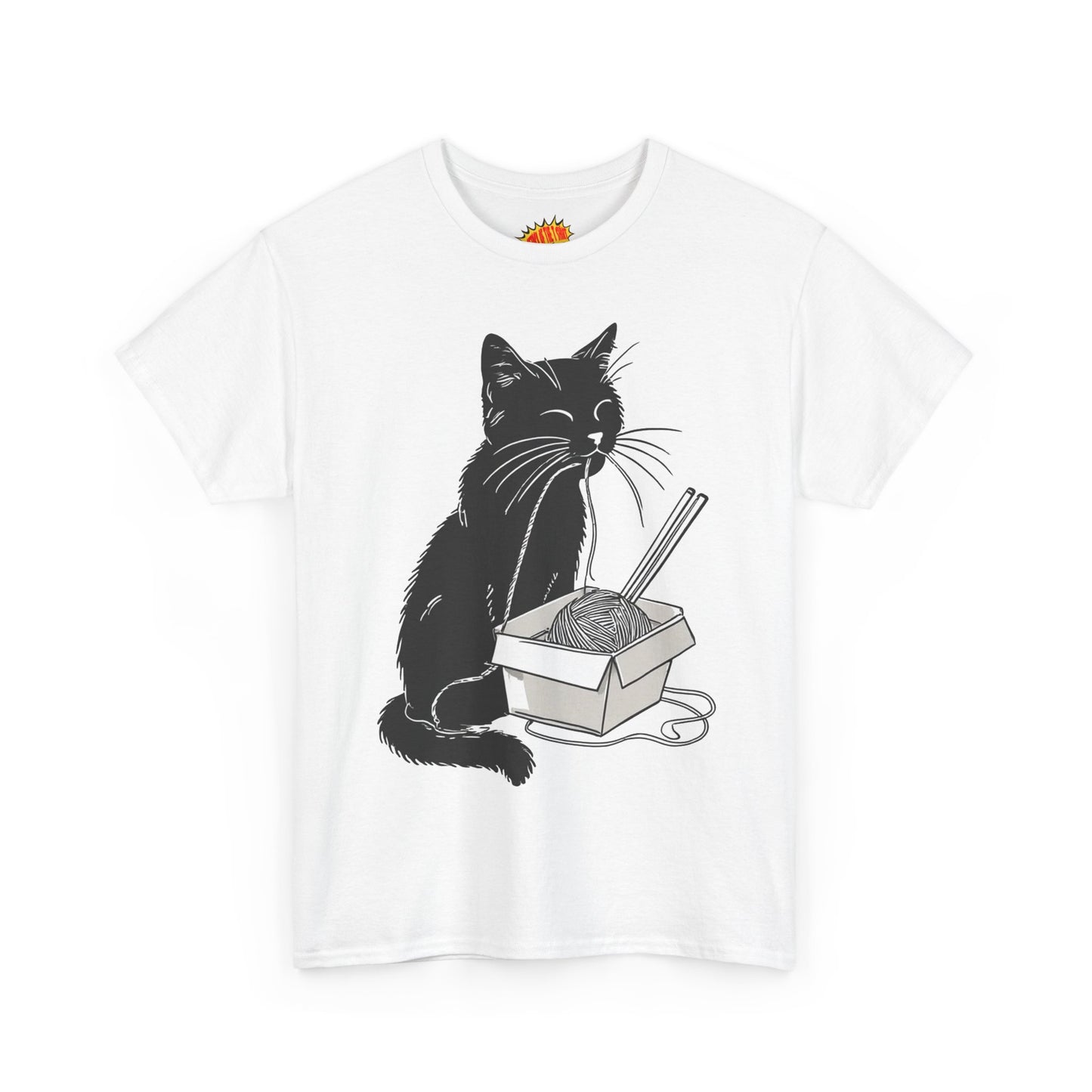 Black Cat w/Noodles Drawing Art Tee Shirt *Multiple Colors*