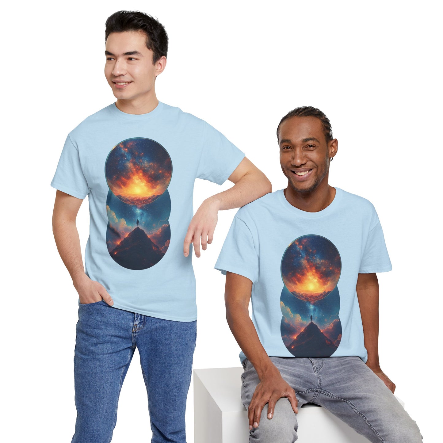 Round Cosmic Galaxy Graphic Art Tee Shirt *Multiple Colors*