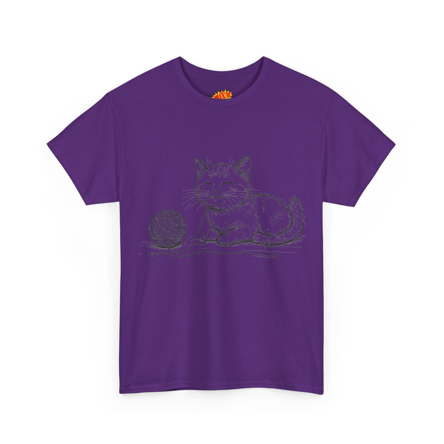 Cat w/Yarn Ball Line Drawing Tee Shirt *Multiple Colors*