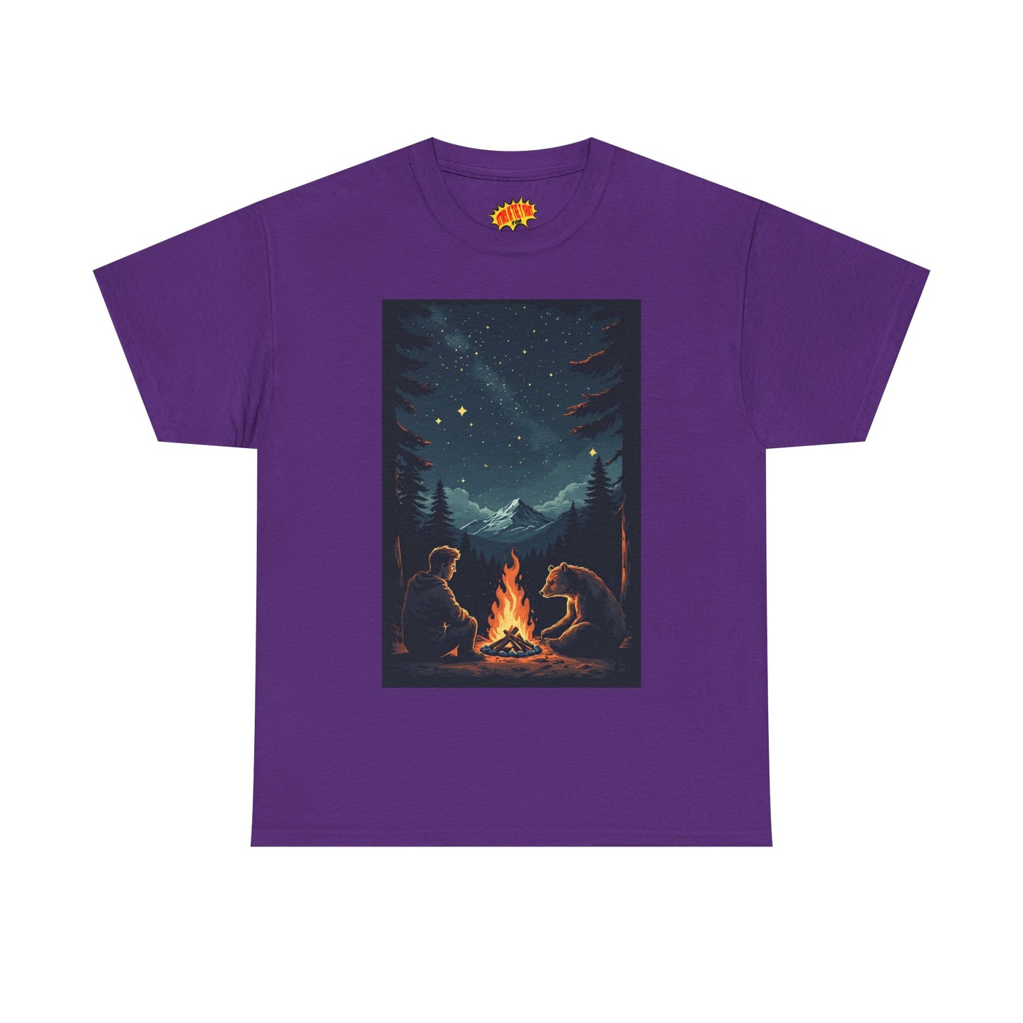Mountain Man w/Bear Campfire Scene T-Shirt *Multiple Colors*