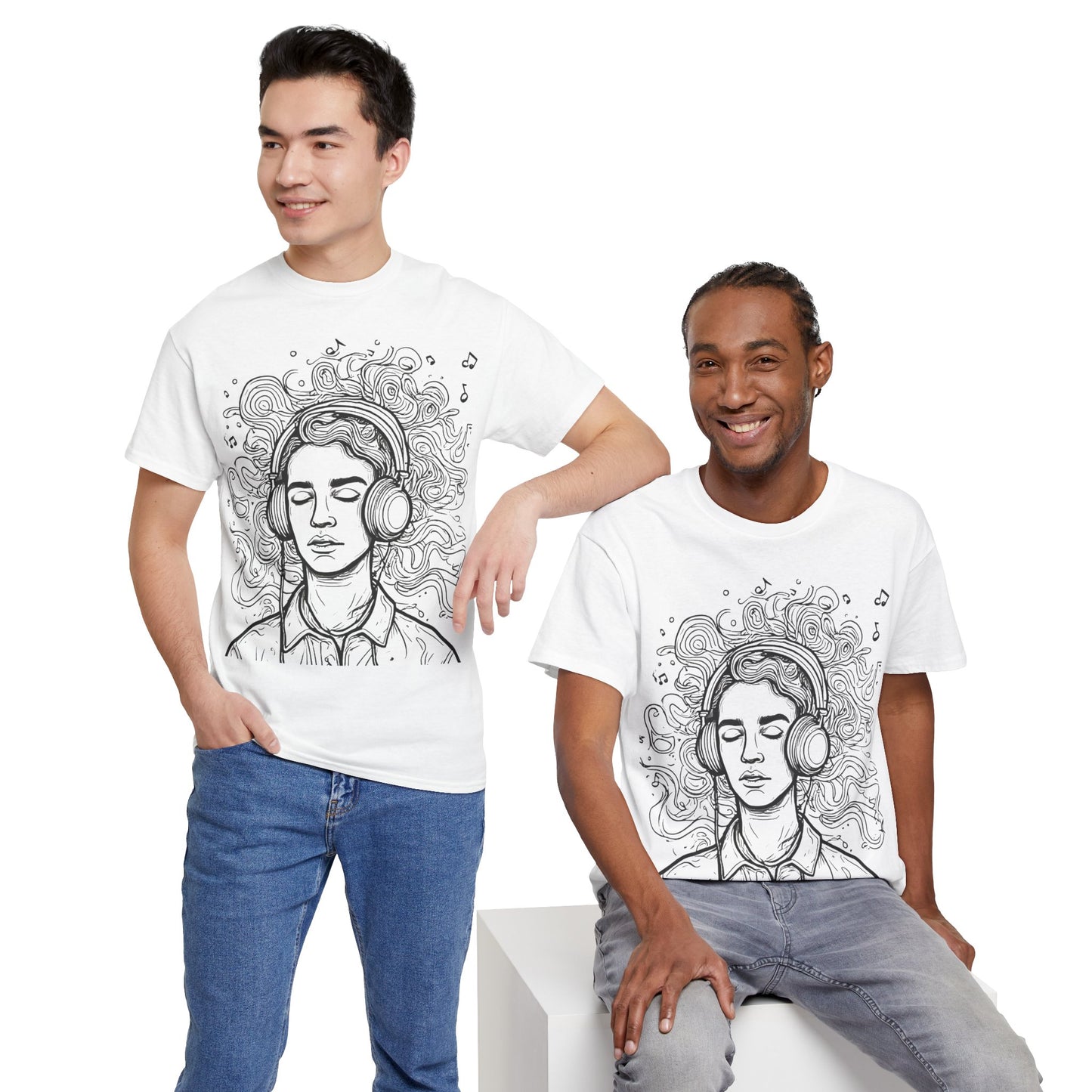 Line Drawing Portrait Graphic Music Art Tee Shirt *Multiple Colors*