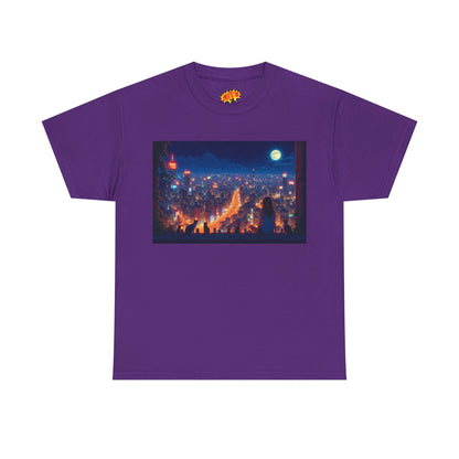 Anime City Night Scene w/Girl & Cats T-Shirt