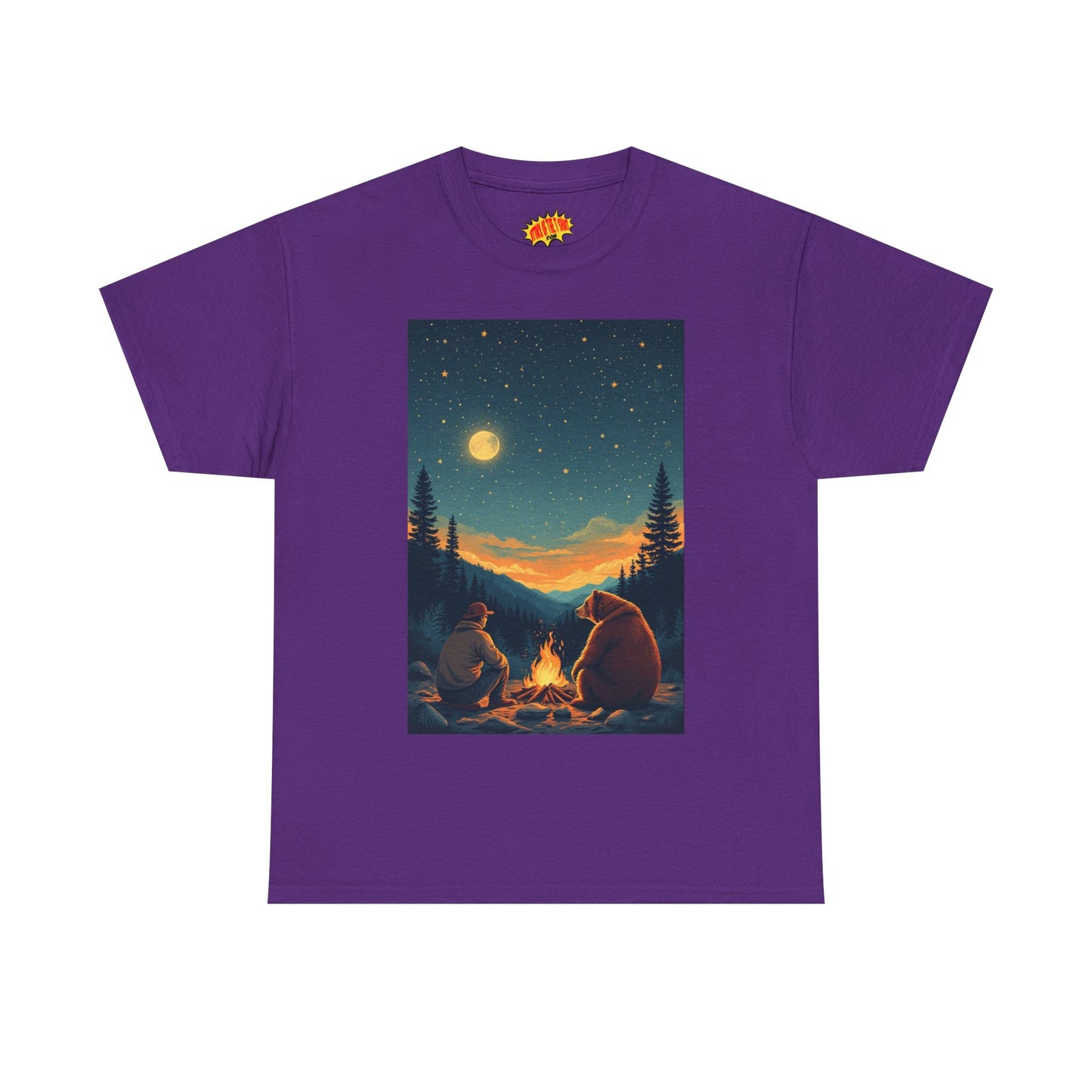 Mountain Man w/ Brown Bear Campfire Scene T-Shirt *Multiple Colors*