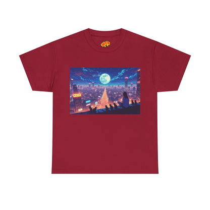 Anime Neon Night Cityscape w/Cats T-Shirt