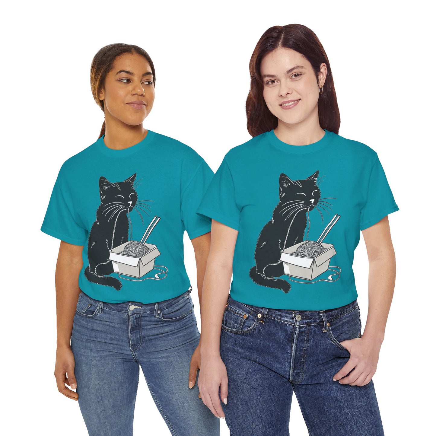 Black Cat w/Noodles Drawing Art Tee Shirt *Multiple Colors*