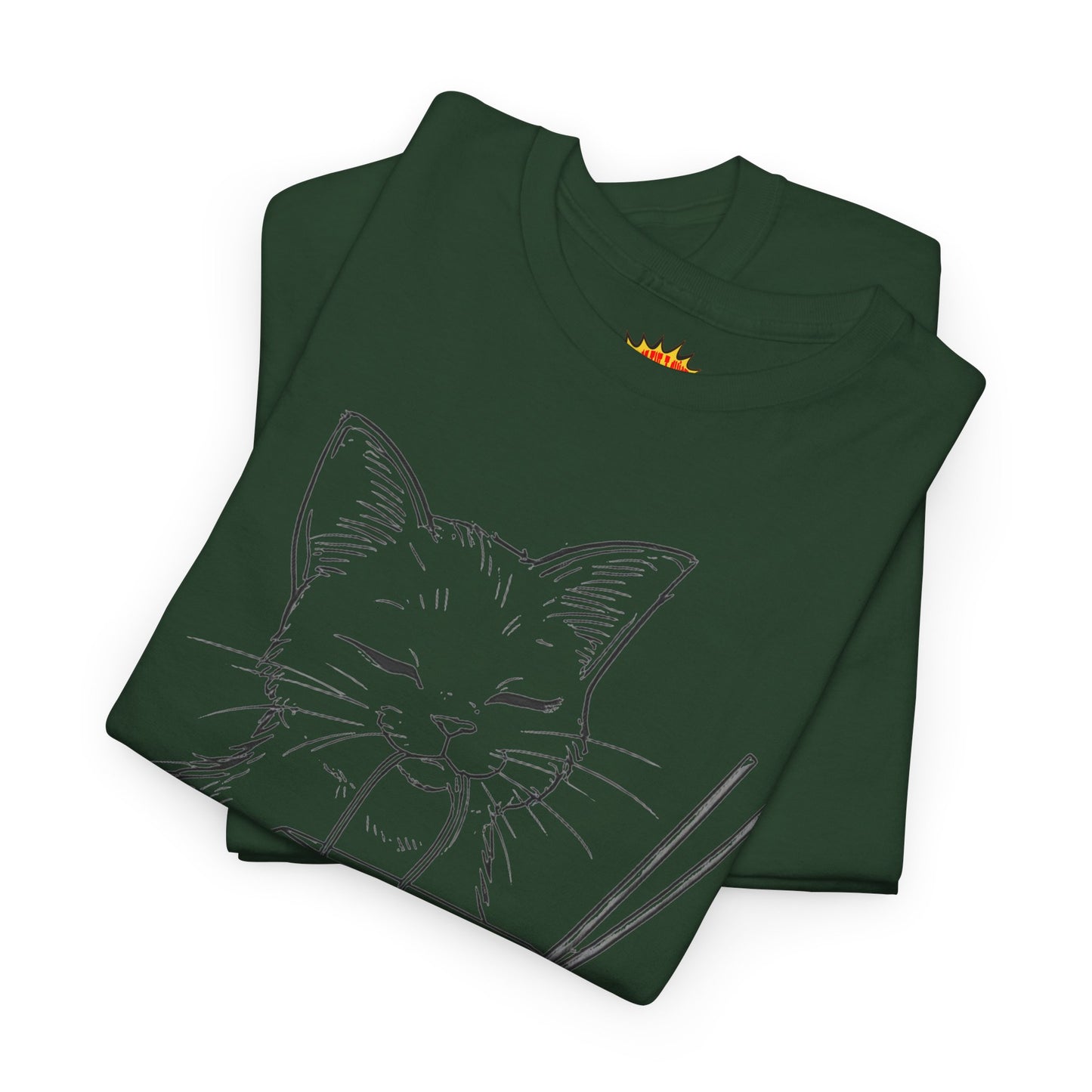 Cat w/Takeout + Yarn Ball Line Drawing Tee Shirt *Multiple Colors*