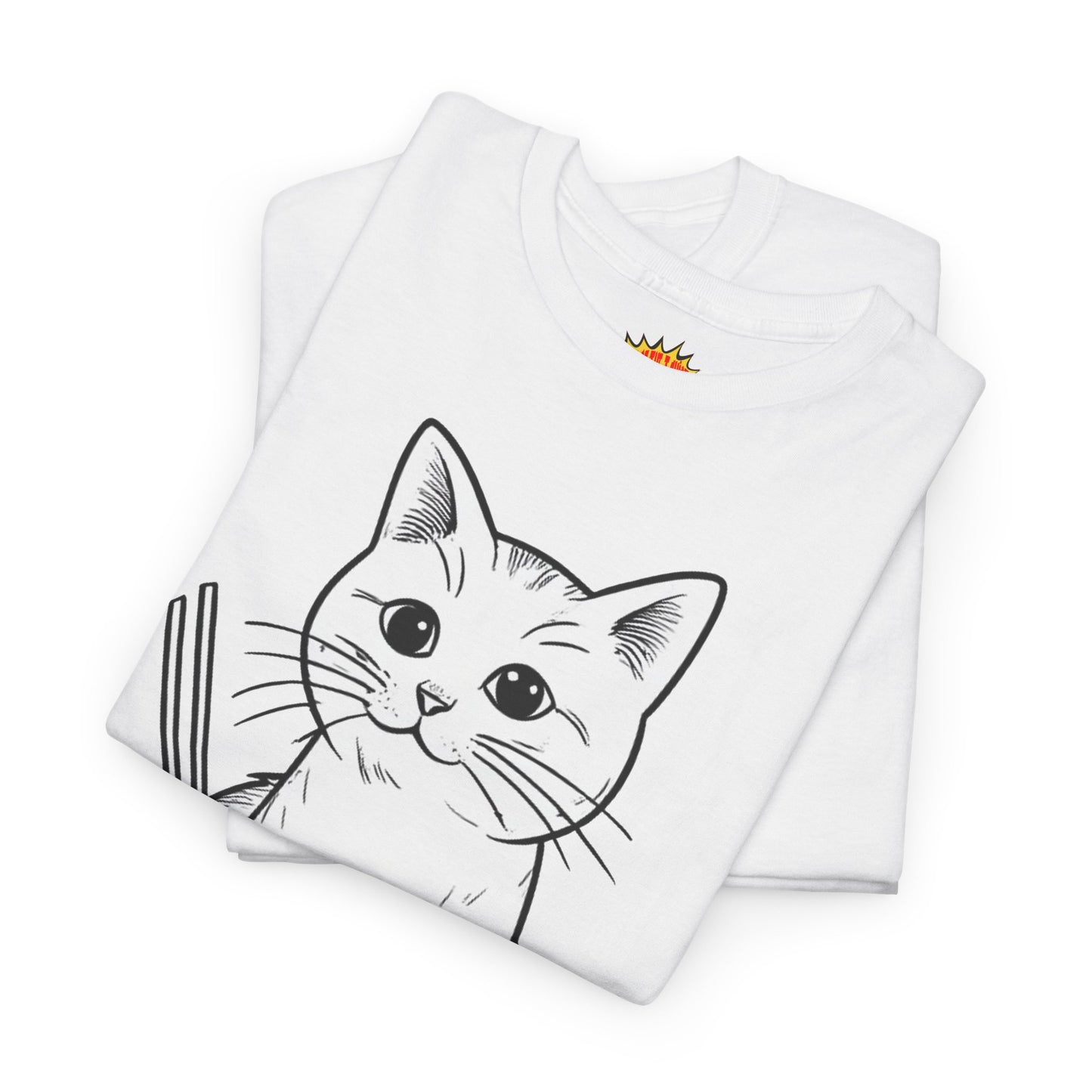 White Cat w/Yarn Ball Art Tee Shirt *Multiple Colors*
