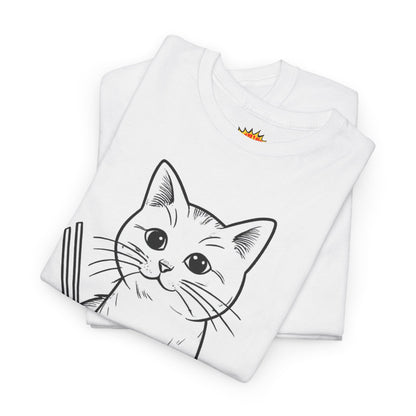 White Cat w/Yarn Ball Art Tee Shirt