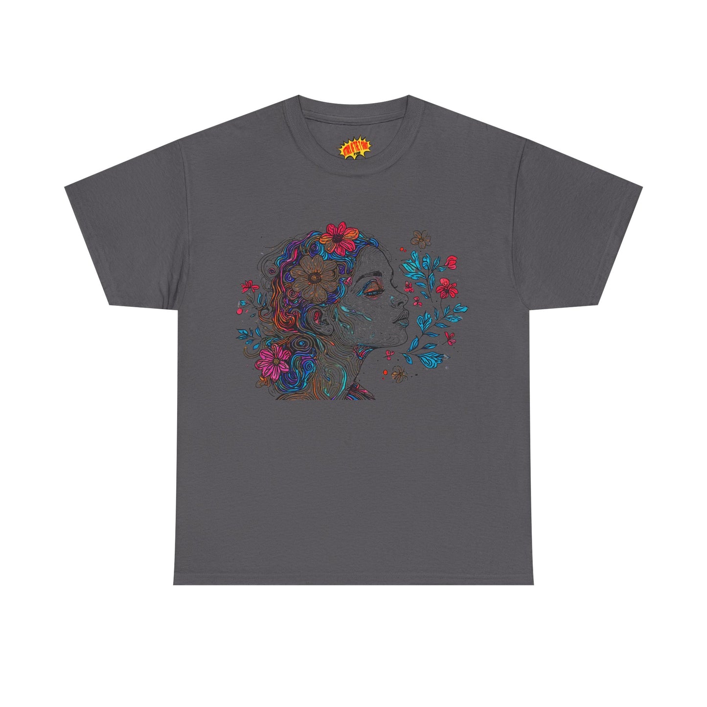 Multicolor Line Drawing Human Graphic Flower Art Tee Shirt *Multiple Colors*