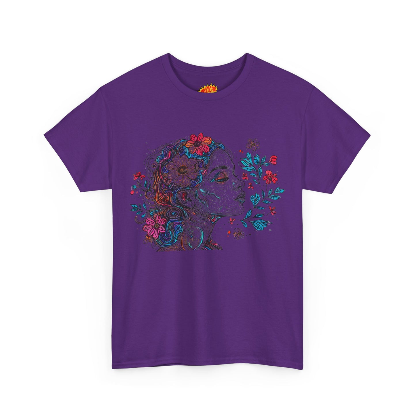 Multicolor Line Drawing Human Graphic Flower Art Tee Shirt *Multiple Colors*